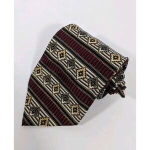 Vintage Bello Uomo Aztec/Abstract Geometric 100%‎ Silk Men's Neck Tie Hand Made